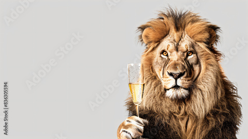 Lion holding drink glass