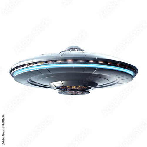 Unidentified flying object. UFO isolated on transparent