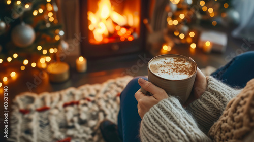 Festive Fireplace Scene: Warmth and Cheer