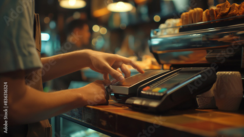 Payment made via credit card reader at counter
