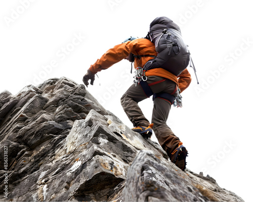 Climber climbing on the top of the mountain