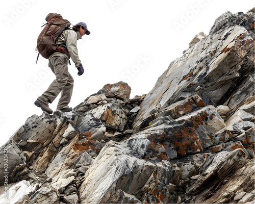 Climber on the top of mountain. Success or achievement concept