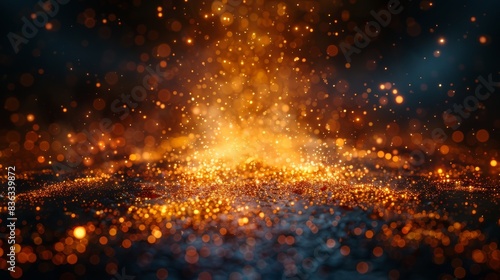 A visually captivating image showcasing a myriad of golden bokeh lights creating an abstract, glowing effect