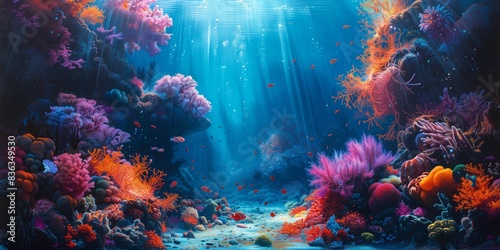 Vibrant Underwater Coral Reef, generative ai