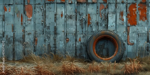 Rustic Relic: Abandoned Spare Tire, generative ai