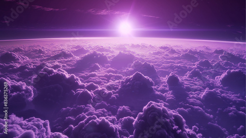  centred on a purple atmosphere of clouds