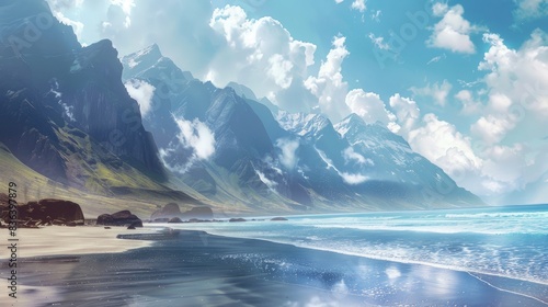 Beach and mountain landscape