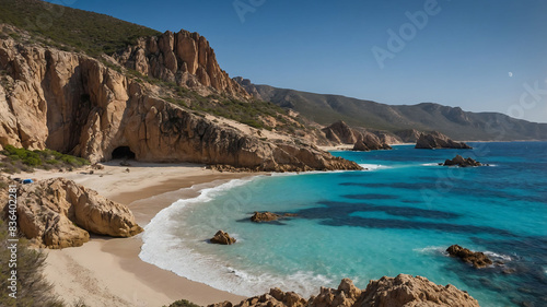 Serene coastline of Sardinia with crystal-clear waters, The Moon Valley