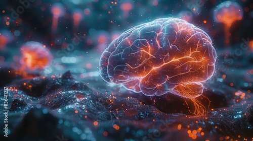 Image of an artificial intelligence brain. AI development concept. Banner image.