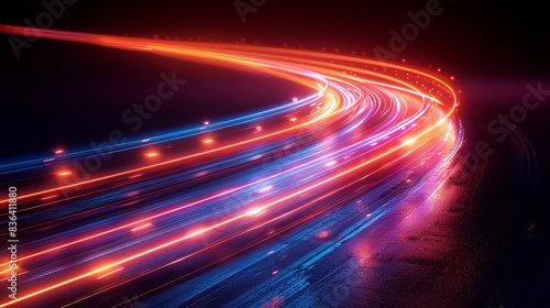 Dynamic speed light trails background. Abstract long exposure.