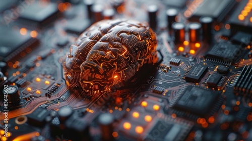 Deep learning and big data concepts. Machine learning and circuit boards.