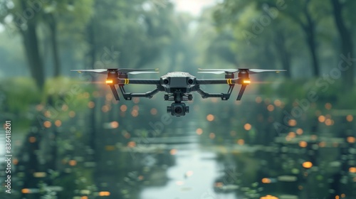 Monitoring of aquatic environments by drones flying over water