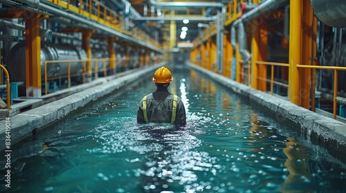 In the water storage plant, engineers measure the pH and quality of the water.