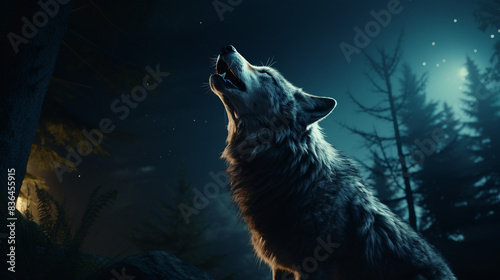 wolf howling at night