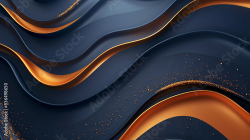 Golden Semicircle Display A golden mockup with semicircle patterns on elegant dark blue and gol