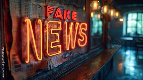 “FAKE NEWS” Neon sign - press - newspaper - media 