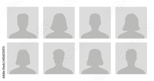 Default avatar profile icon. Gray placeholder. Man and woman