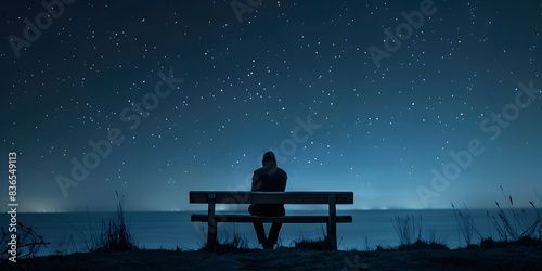 Solidão ao entardecer uma pessoa solitária sentada num banco