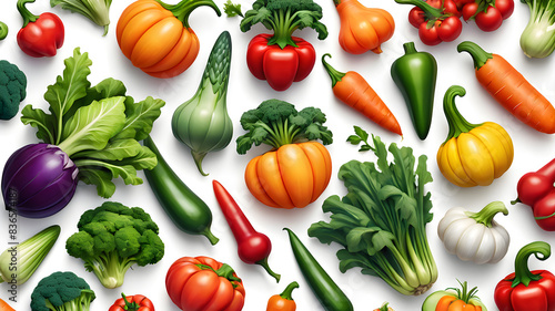 Many vegetables together icon logo symbol emblem on the white background Generative AI
