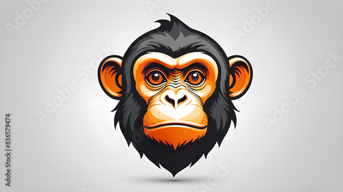 Monkey logo icon symbol emblem on the white background Generative AI