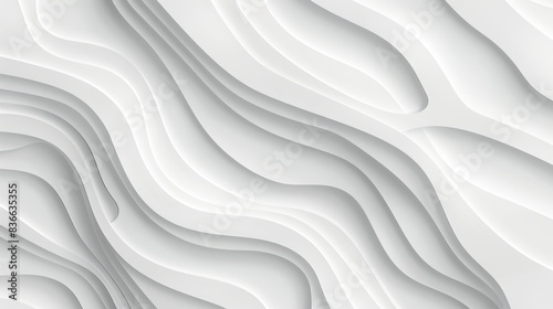 Vector white geometric 3d papercut wave carve line element white wave decoration ornament Luxury papercut white background topographic canyon map light relief texture curved layers and shadow