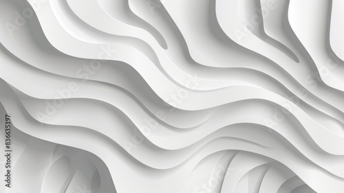Vector white geometric 3d papercut wave carve line element white wave decoration ornament Luxury papercut white background topographic canyon map light relief texture curved layers and shadow