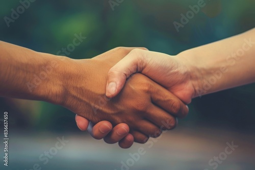 Hands of two friends clasped in a supportive handshake, signifying mutual encouragement and the strength found in friendship during tough times 