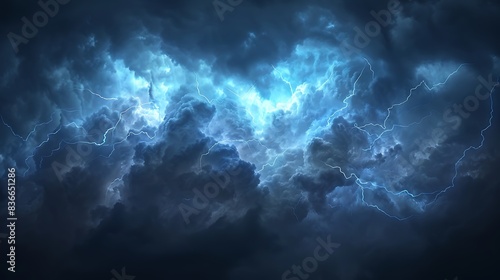 Sinister storm clouds with electrifying lightning strikes and drifting smoke, transparent.