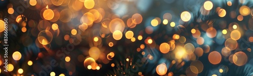 Blurry image of a christmas tree with lights