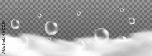 Soap foam. White bubbles. Vector background