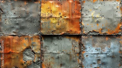 Detailed view of a concrete wall with visible aggregate and rough texture, ideal for an urban look. Minimal and Simple,