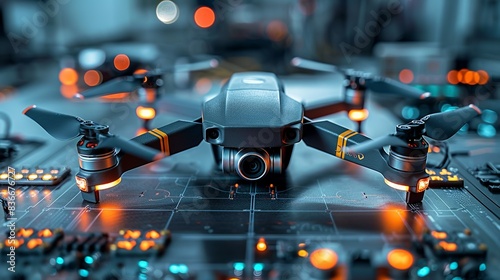 Close-up of a high-tech drone controller with multiple features, capturing the sophistication and versatility of drone technology. Minimal and Simple,