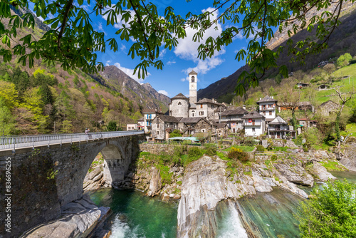 Lavertezzo Village view in Valle Verzasca of Switzerland
