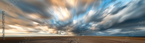 Blurred image of a field with a sky background