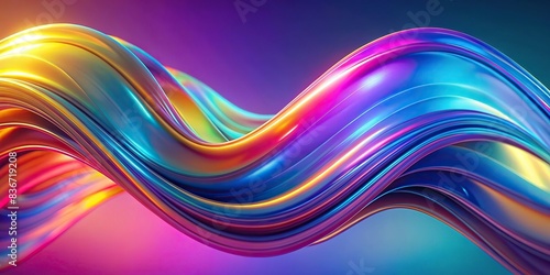 Abstract fluid iridescent holographic neon curved wave in motion colorful background, Gradient design. background