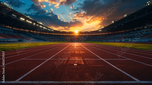 Stadium running track sunset view