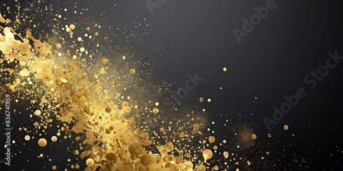 Dark background with elegant gold paint splashes on the right side