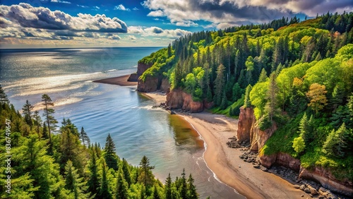 Lush forests and dramatic tides of Fundy National Park, New Brunswick, Canada, Fundy National Park, New Brunswick, Canada, dramatic tides, lush forests, rugged coastline, natural wonder