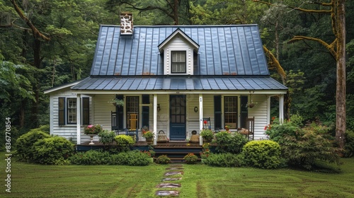 Charming Traditional One-Story Home: Inviting Porch, Clapboard Siding, Metal Roof 