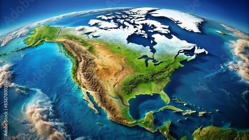 Aerial view of North America continent with raw style, aerial, North America, continent, raw, aerial view, landscape, geography, map, landmass, top view, earth, travel, exploration