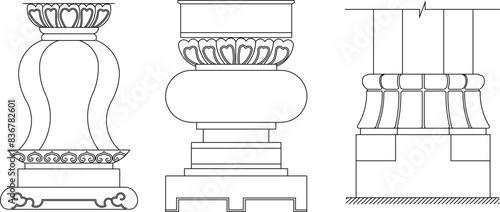 Sketch illustration vector drawing detail design of old classic vintage roman greek doric column