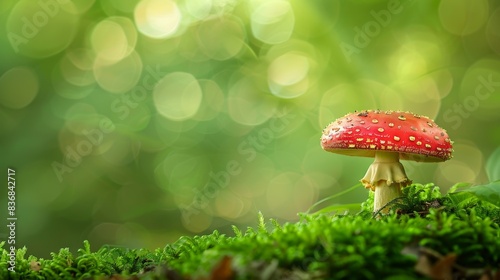 Enchanting Close-Up of Wild Mushroom in Forest with Soft Background for Copyspace