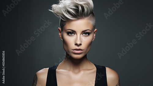 a shaved undercut hairstyle, showcasing the edgy and daring contrast between shaved sides and longer hair on top. 