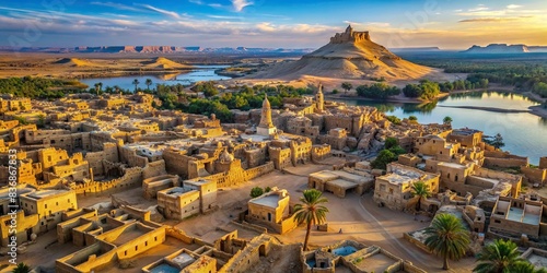 Aerial view of the scenic beauty surrounding Old Siwa village in Siwa Oasis, Egypt