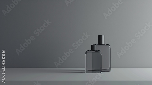 bottle of perfume on a grey background 