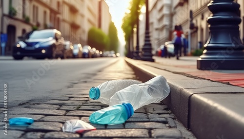 plastic litter in the street