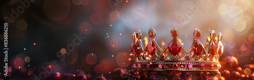 Low key image of beautiful queenking crown vintage filtered fantasy medieval period blurred background 