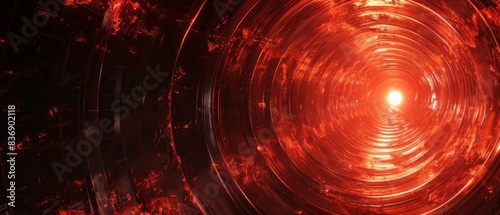 A fiery red vortex swirls menacingly, its intense heat and light illuminating a path towards a bright light at the end of the tunnel.