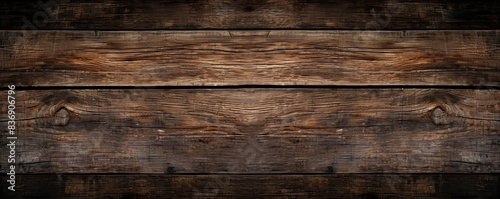 old brown rustic dark wooden texture - wood timber background panorama long banner, Generative AI