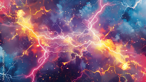 Electric lightning bolts vibrant energy nature bolt thunder on a black backdrop 